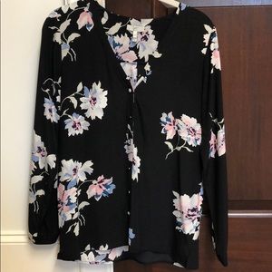 Joie Black Floral Print Top